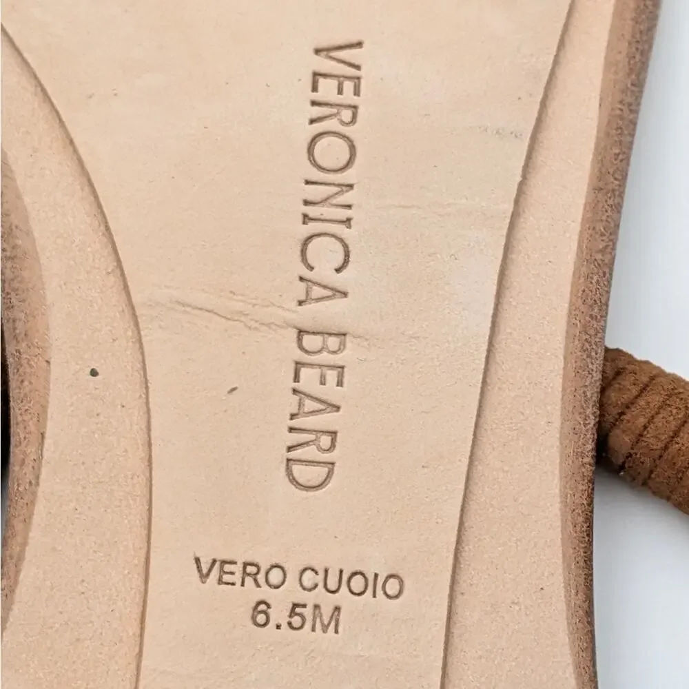 Veronica Beard Amelia Ankle Strap Thong Slingback Sandals Caramel Size US6.5M - Picture 9 of 12